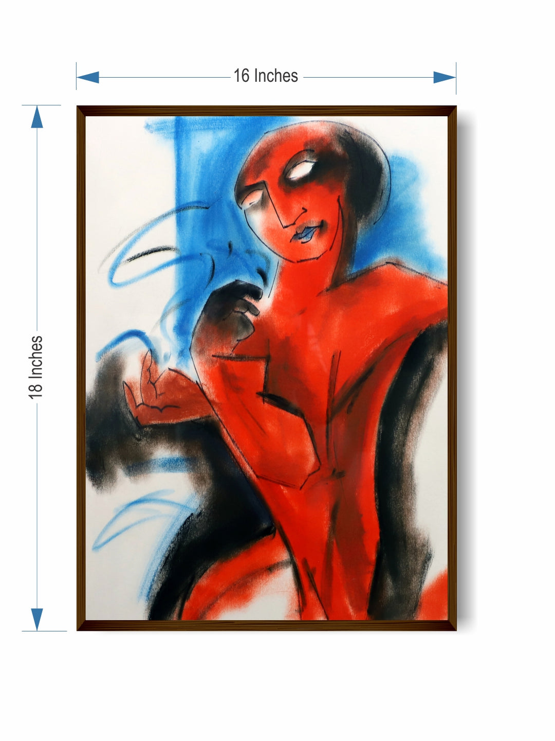 "Red & Blue Abstract Painting Wall Art''