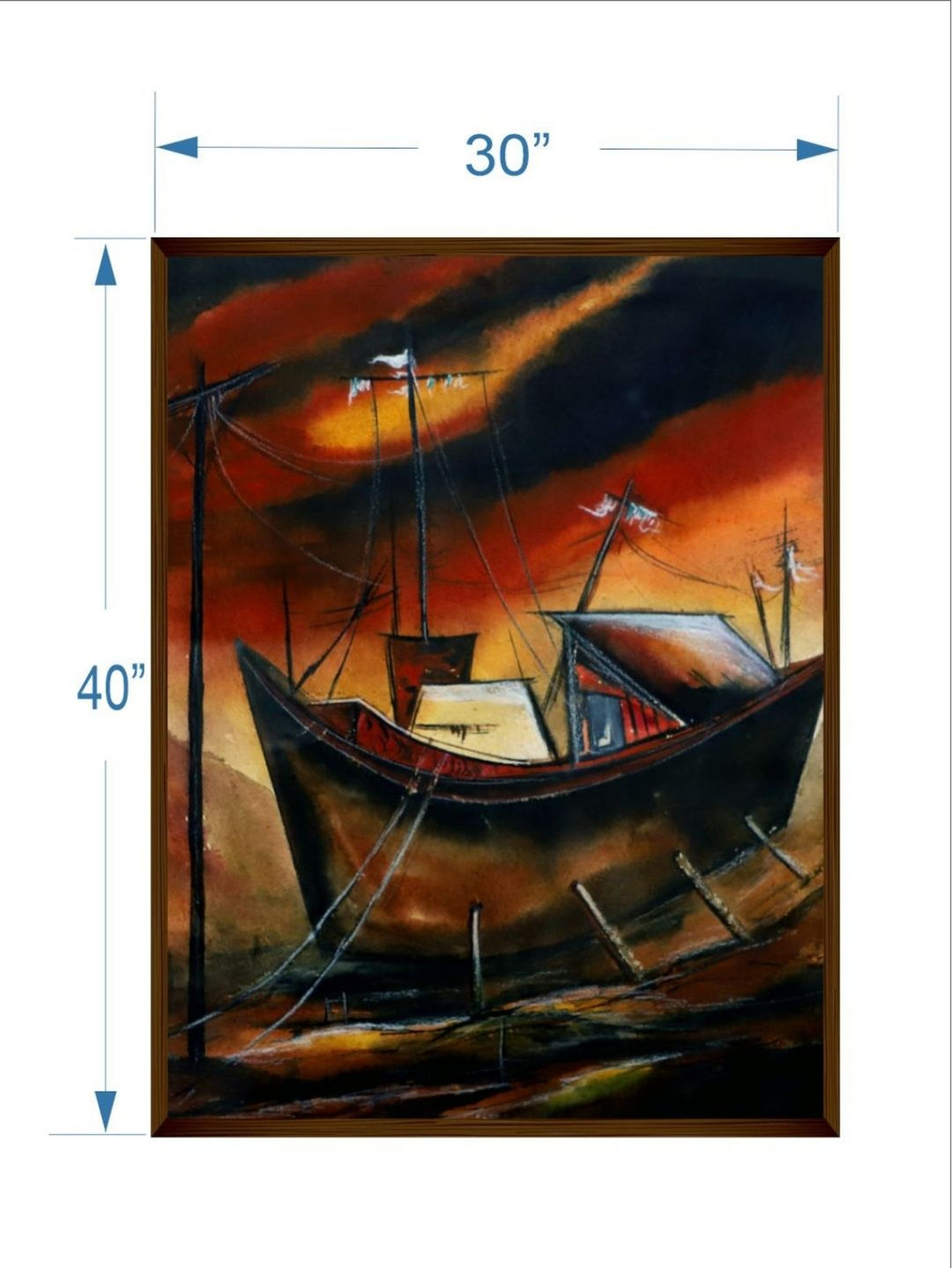 Moored Amidst the Fiery Skies - Abstract Canvas Prints