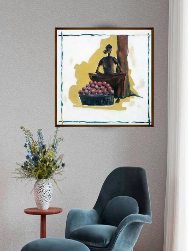 "White & Yellow Abstract Painting Framed Wall Art''