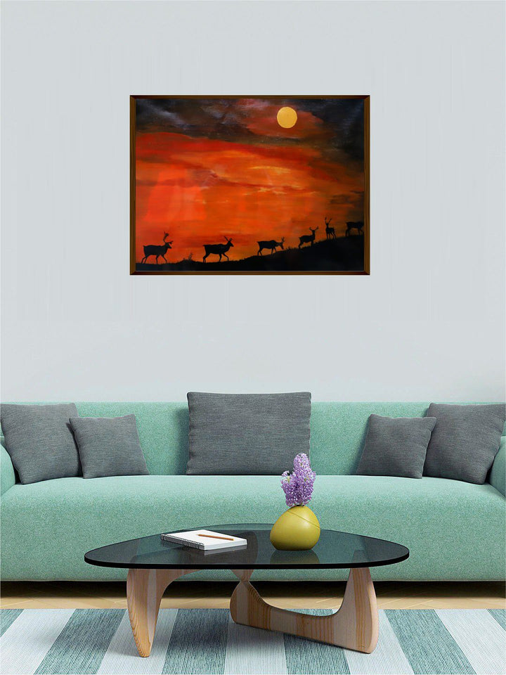 "Orange & Black Canvas Painting Wall Art''
