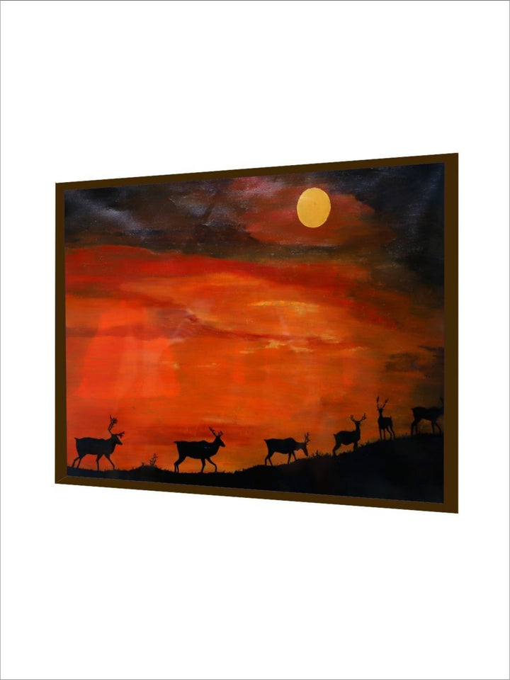 Nature?s Ballet Evening?s Silent Song - Barasingha Canvas Art