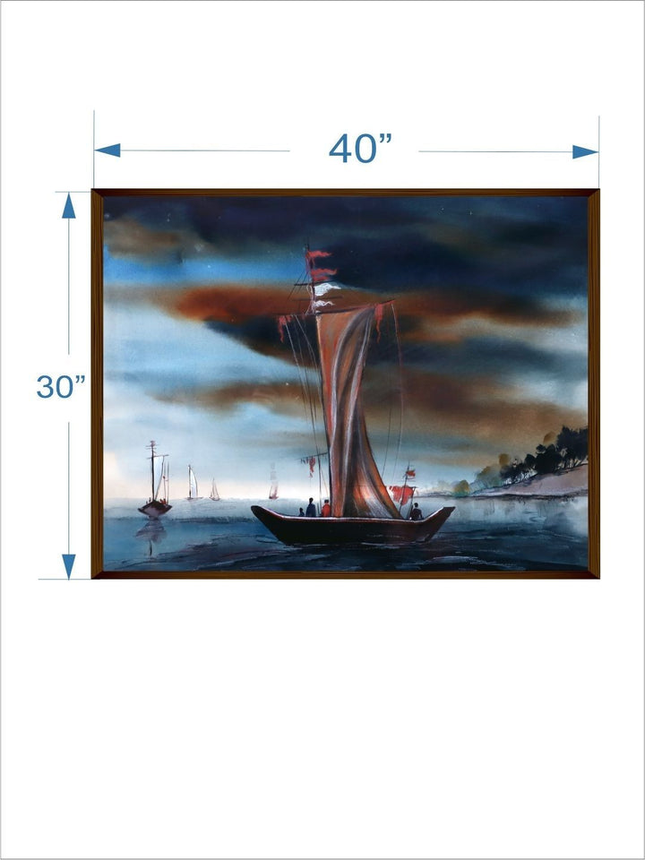 "Navigating the Evening Mist - Ocean Canvas Wall Art"