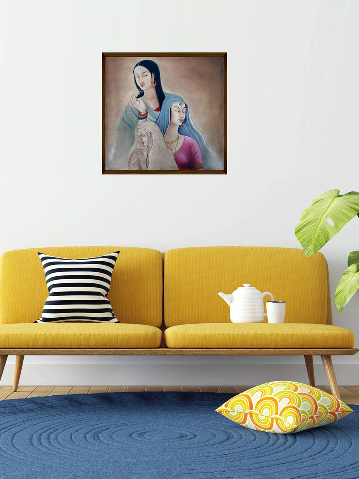 "Brown & Blue Abstract Painting Wall Art''