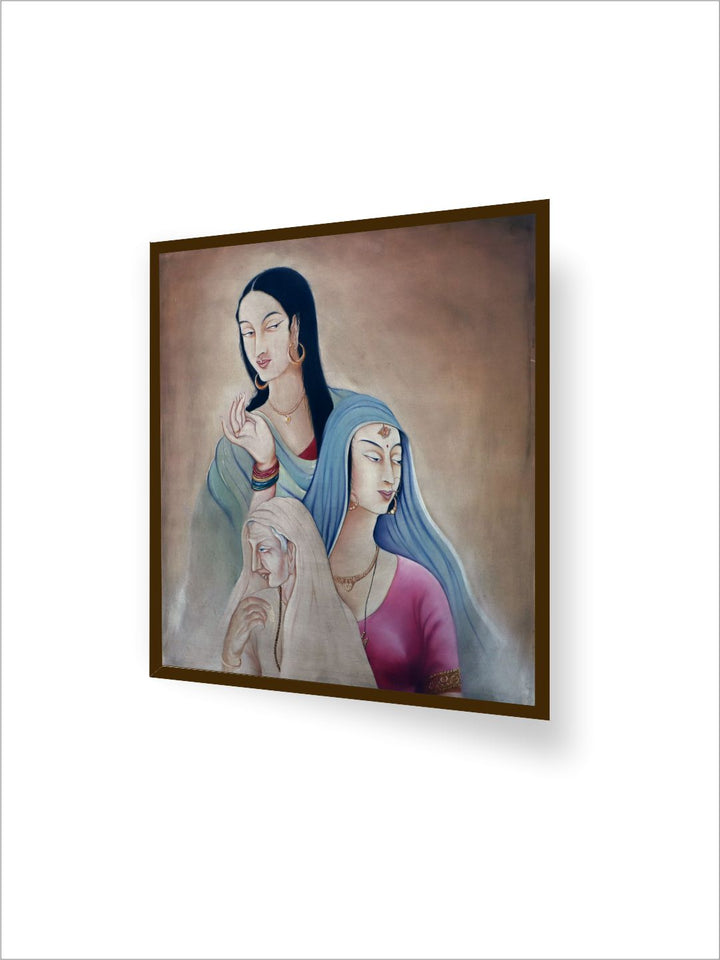 "Brown & Blue Abstract Painting Wall Art''