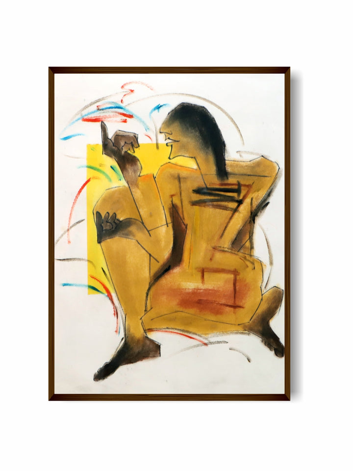 "White & Yellow Abstract Painting Wall Art''