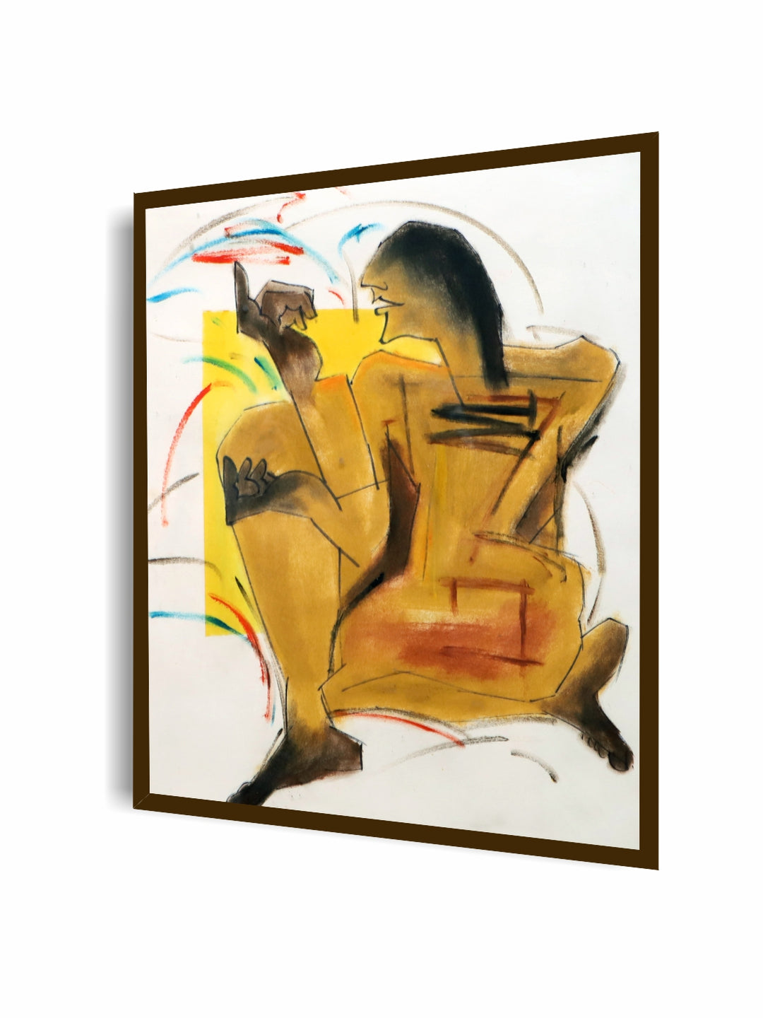 "White & Yellow Abstract Painting Wall Art''