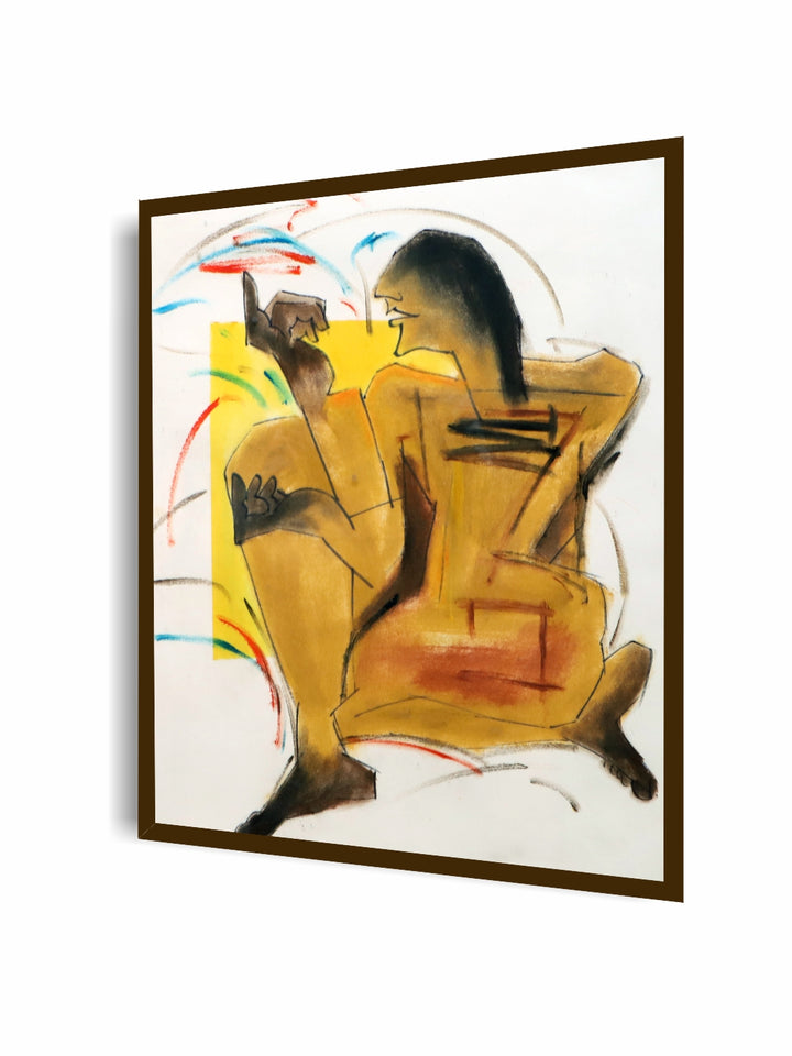 "White & Yellow Abstract Painting Wall Art''