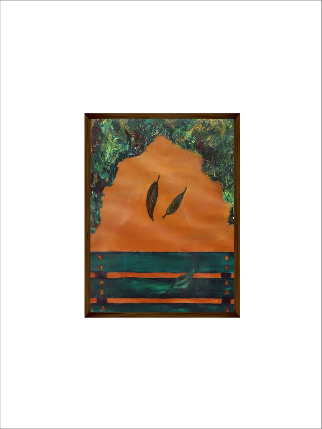 "Orange & Green Abstract Painting Wall Art''
