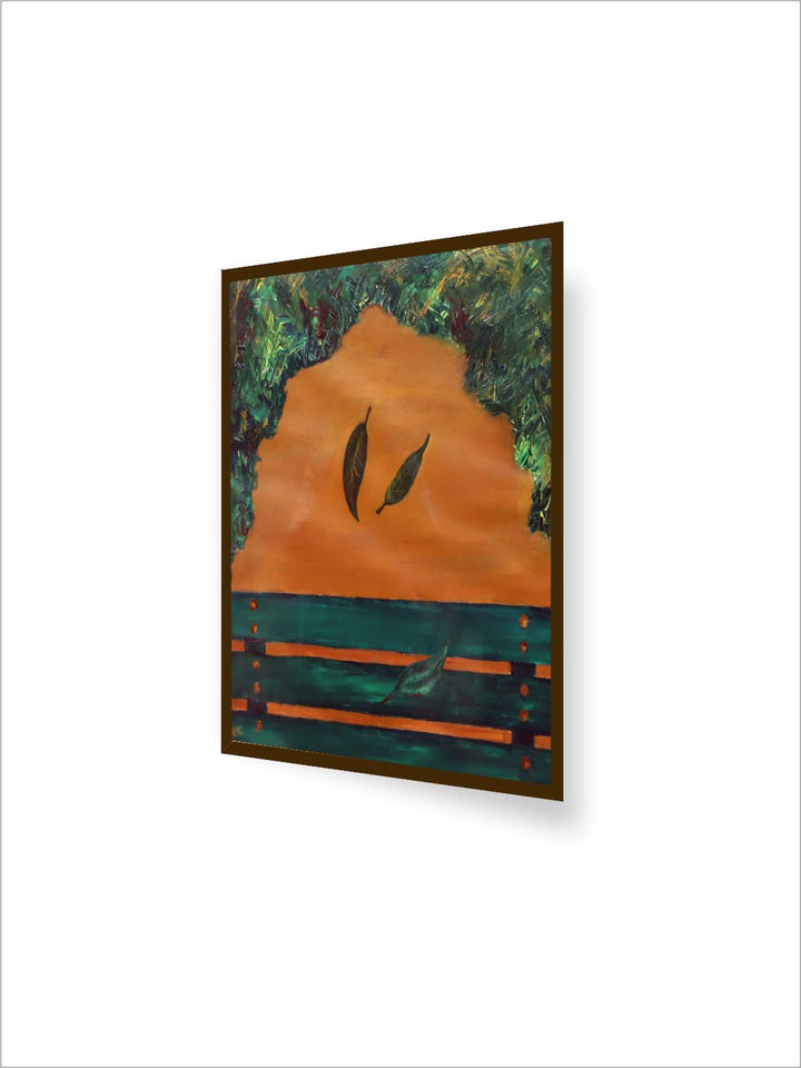 "Orange & Green Abstract Painting Wall Art''