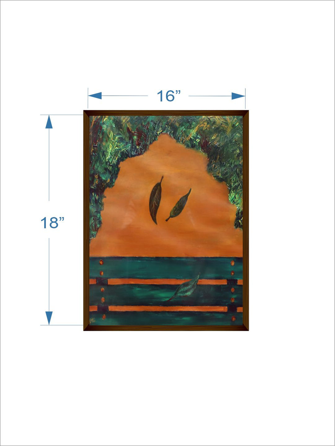 "Orange & Green Abstract Painting Wall Art''
