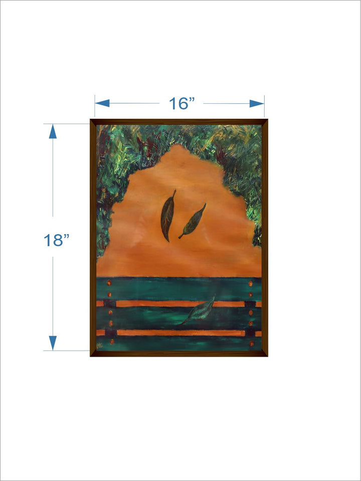 "Orange & Green Abstract Painting Wall Art''