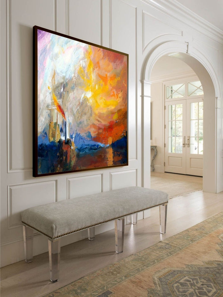 Sunset Symphony Over Water - Contemporary Canvas Art