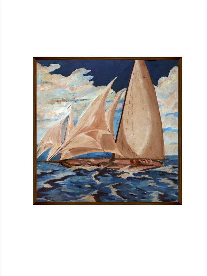 Harmony of Sea Breeze - Framed Coastal Sailboat Art