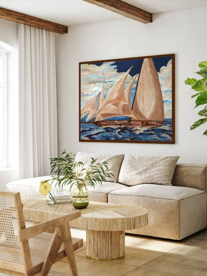 Harmony of Sea Breeze - Framed Coastal Sailboat Art