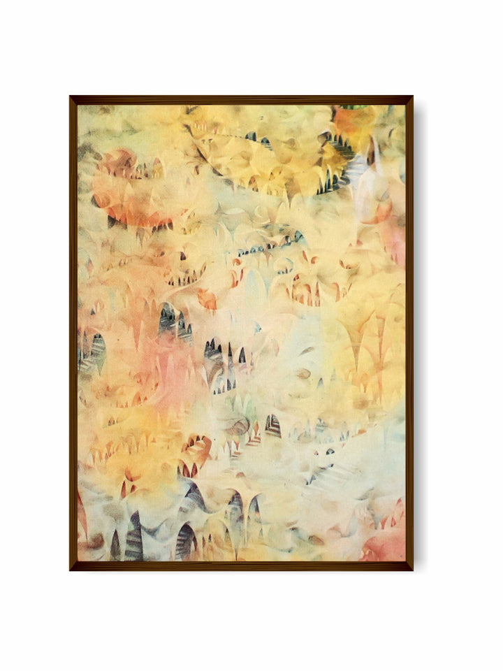 "Yellow & Blue Printed Framed Wall Art''