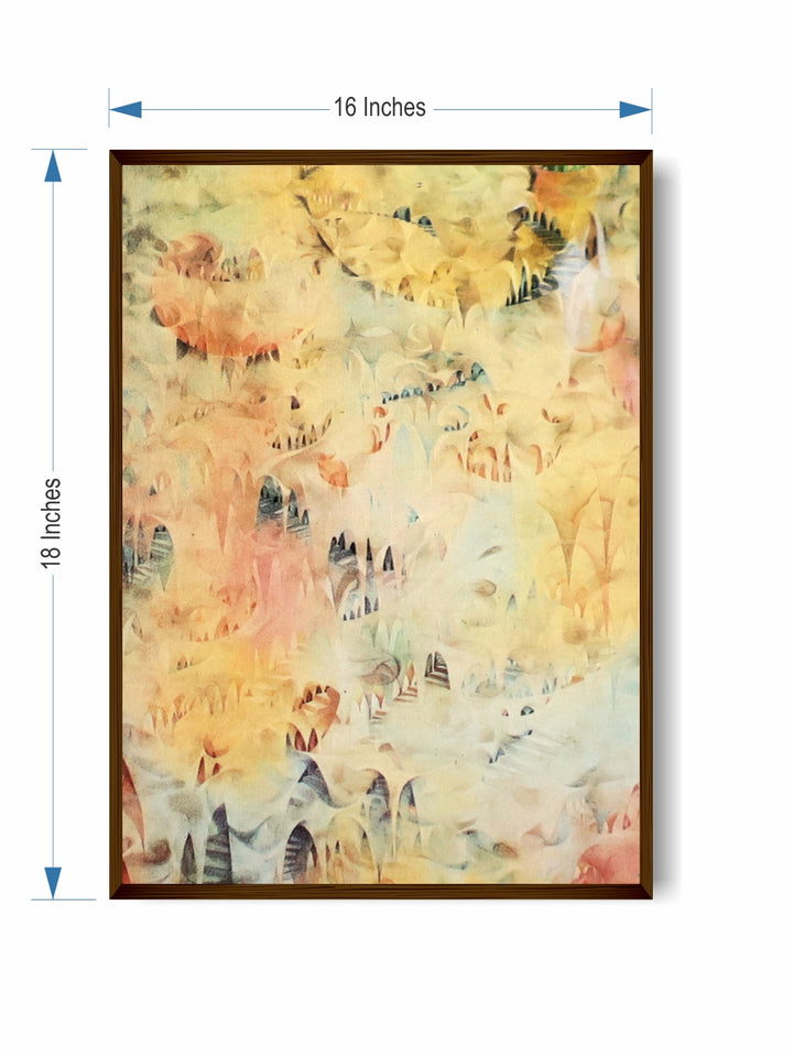 "Yellow & Blue Printed Framed Wall Art''