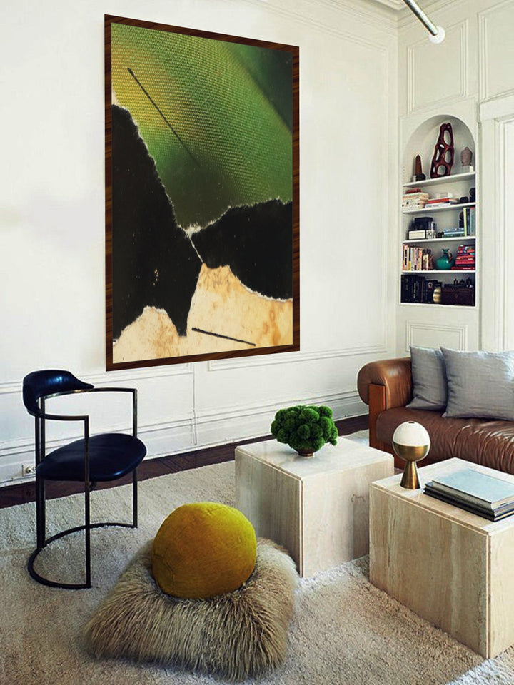 "Green & Black Abstract Painting Wall Art''