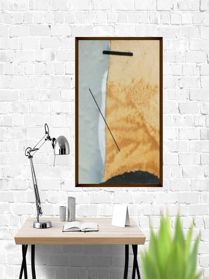 "Grey & Yellow Printed Framed Wall Art''