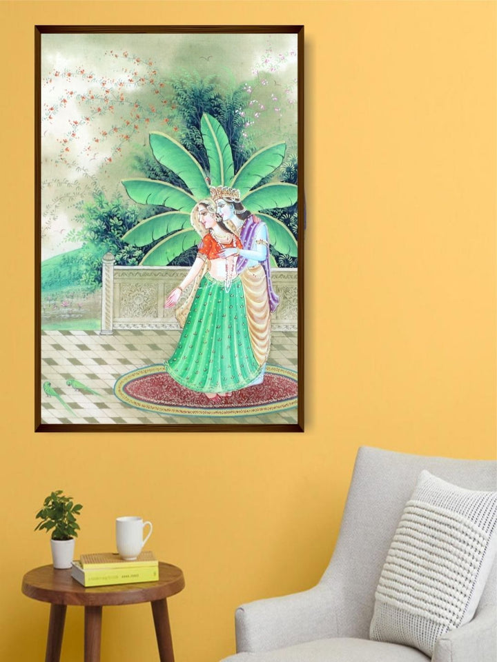 Love Blooms Under Starry Skies - Green Canvas Wall Art