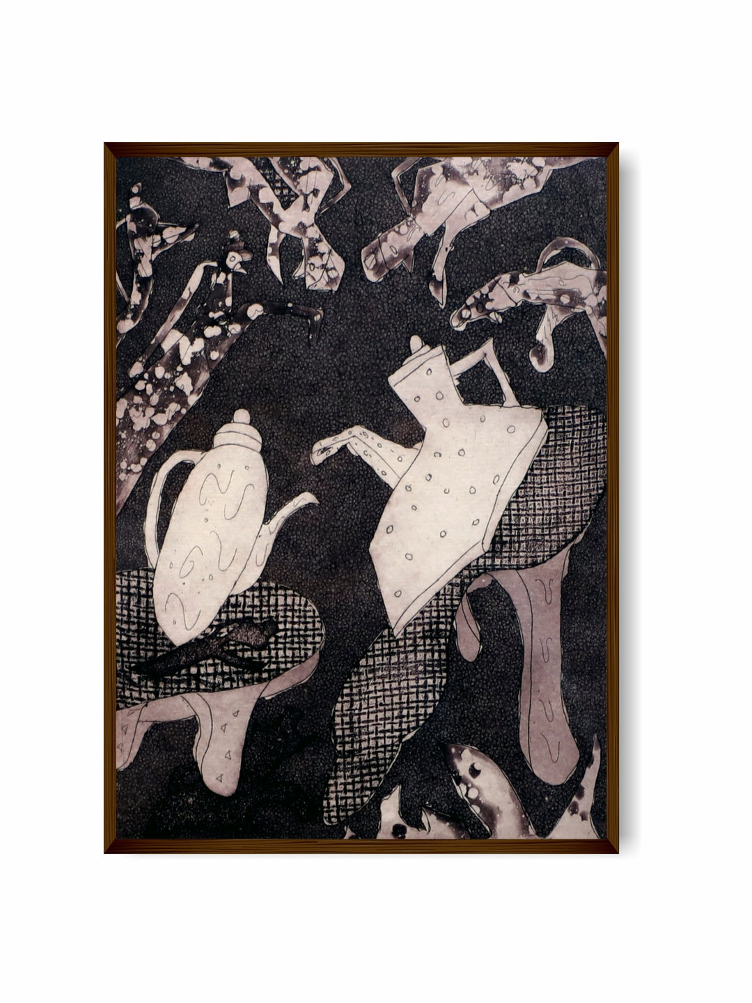 "Black & Beige Abstract Painting Wall Art''