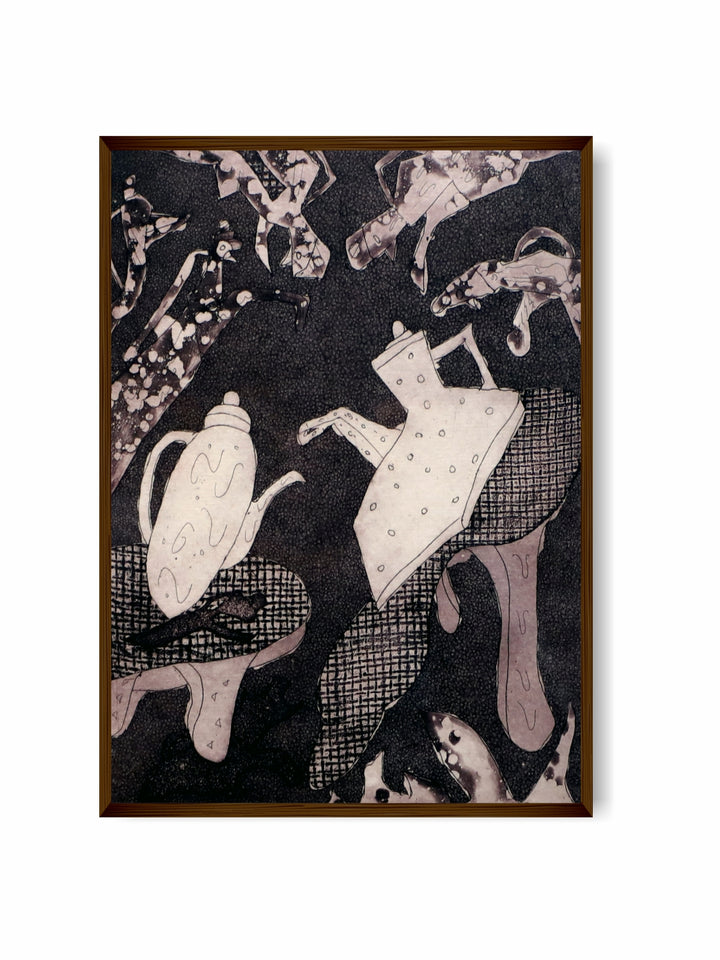 "Black & Beige Abstract Painting Wall Art''