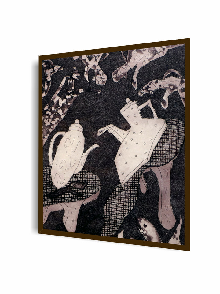 "Black & Beige Abstract Painting Wall Art''