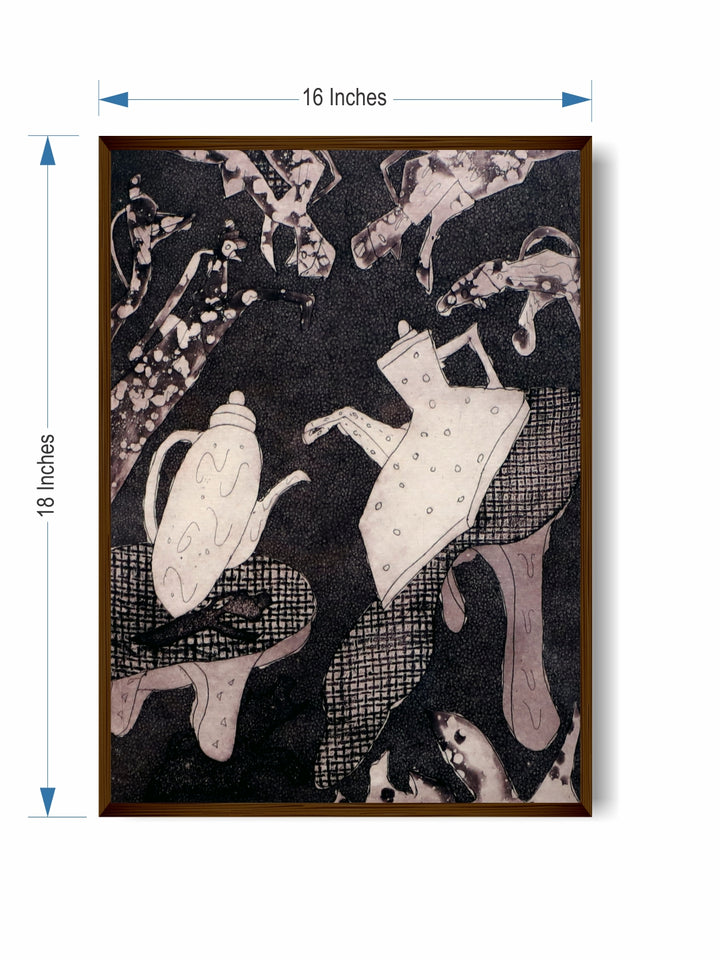 "Black & Beige Abstract Painting Wall Art''