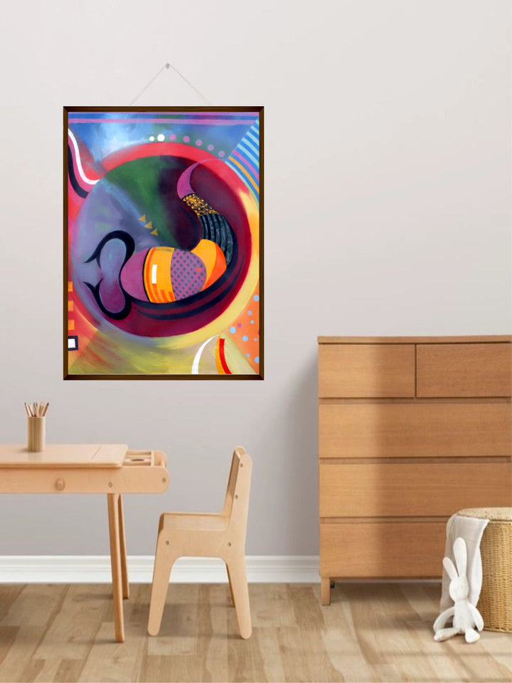 "Blue & Red Abstract Painting Wall Art''
