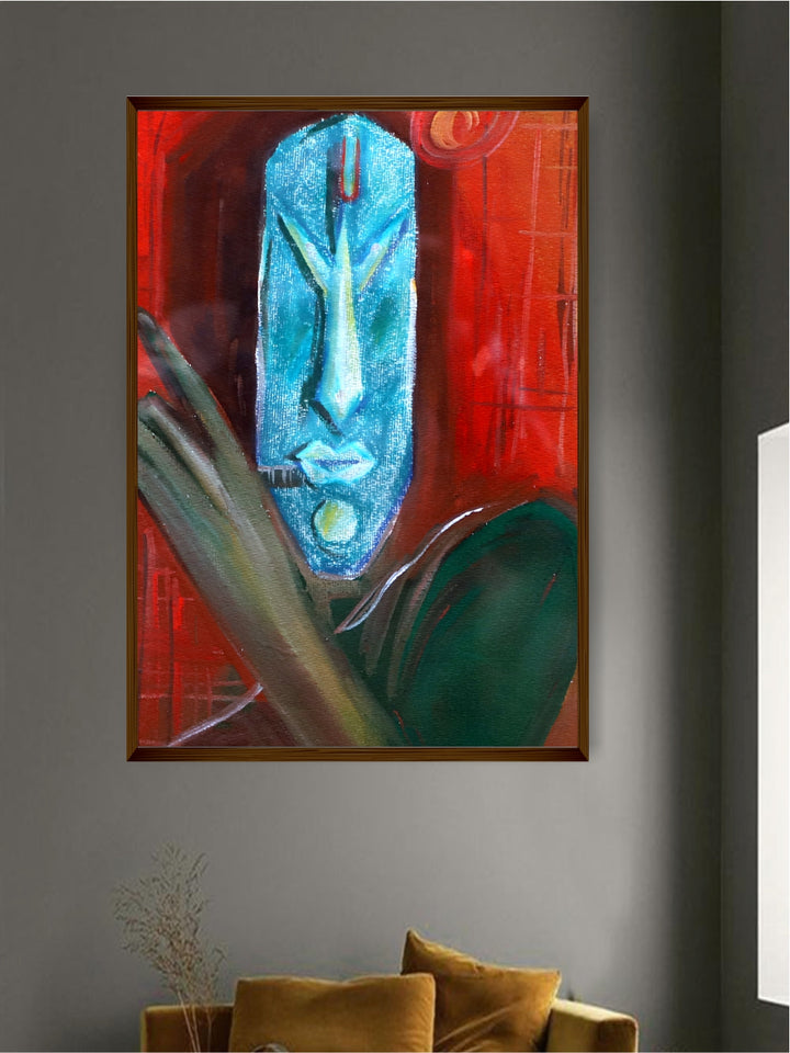 "Red & Blue Abstract Wall Art Painting''