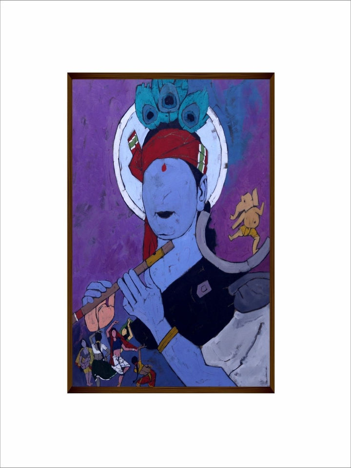Harmony of Celestial Beings - Lord Krishna Wall Art