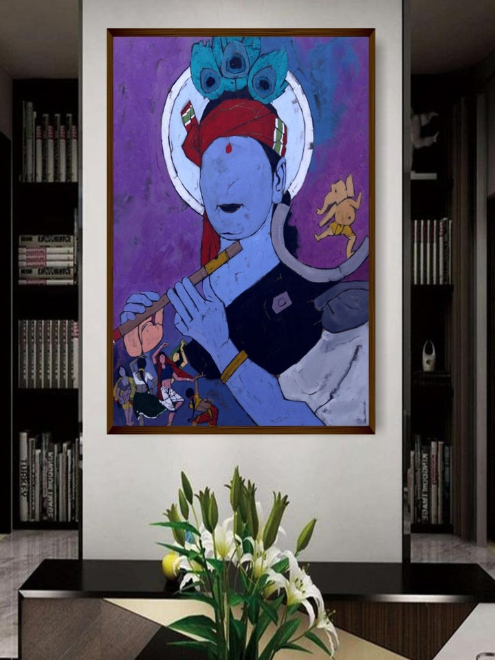 Harmony of Celestial Beings - Lord Krishna Wall Art