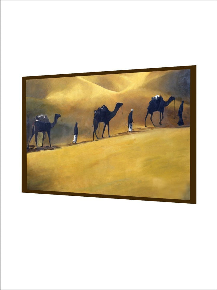 Golden Desert Wanderers - Desert Landscape Art