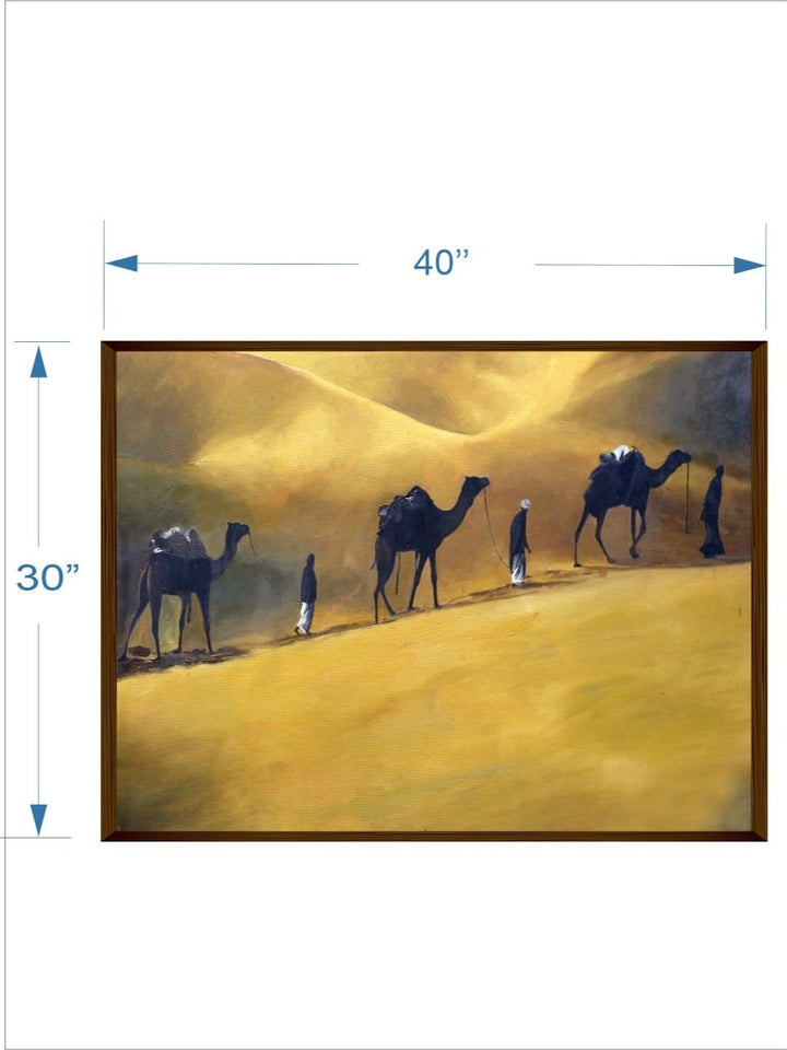 Golden Desert Wanderers - Desert Landscape Art