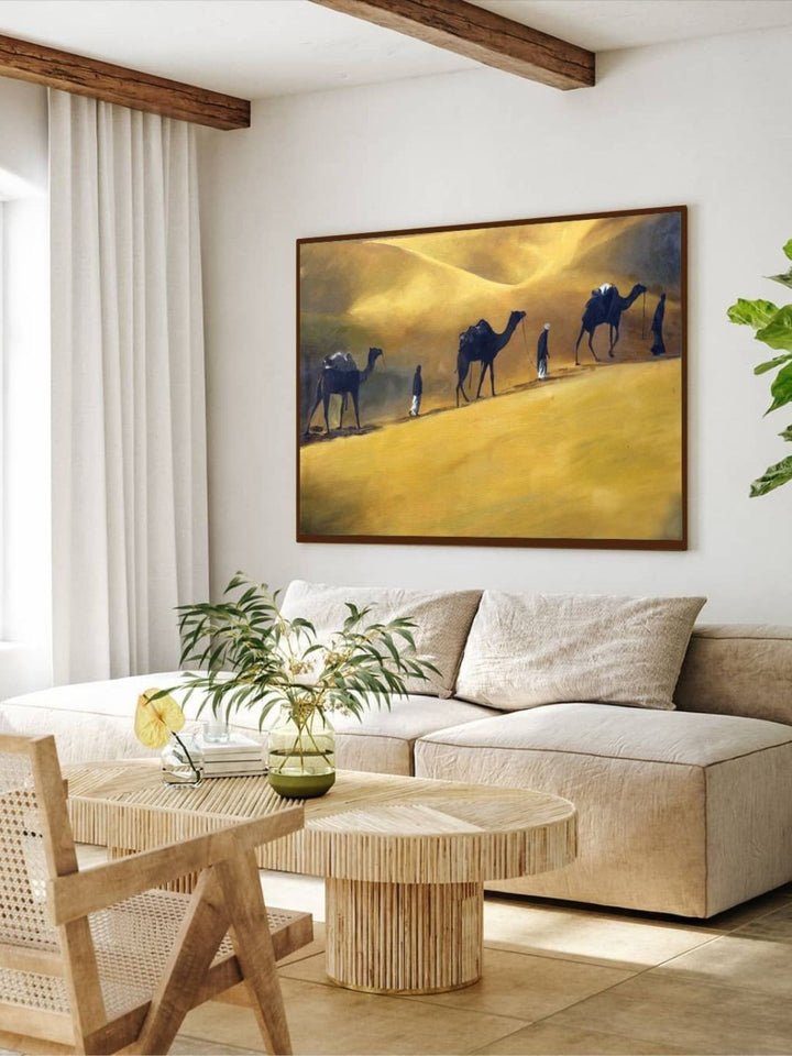 Golden Desert Wanderers - Desert Landscape Art