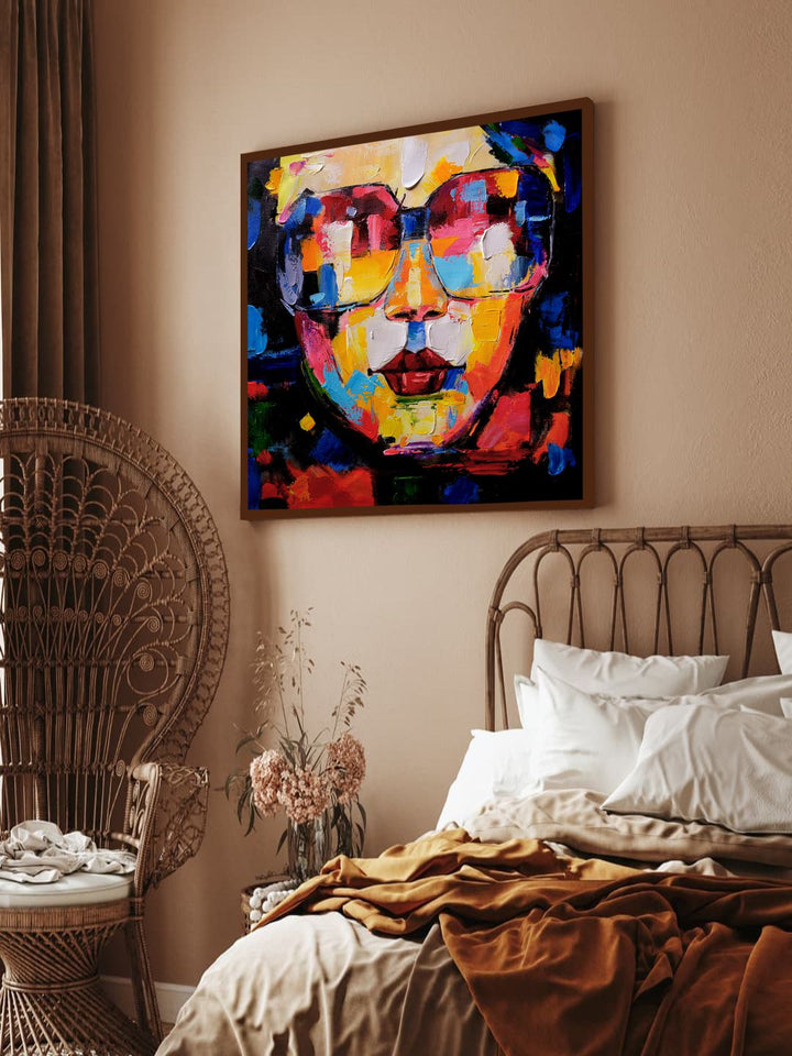 "Blue & Yellow Abstract Wall Painting''