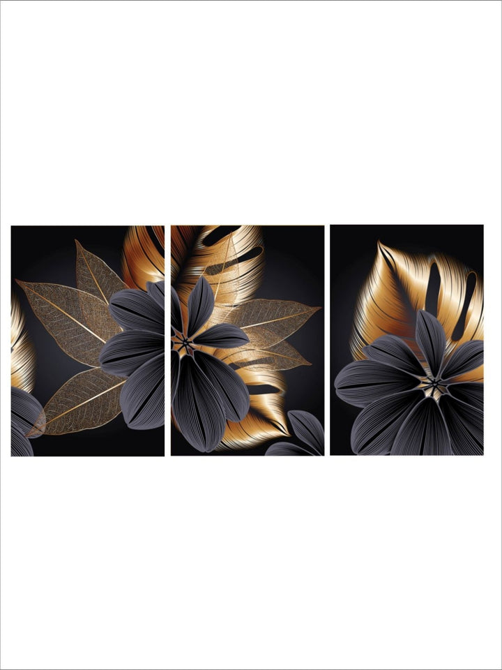 Lustrous Night Blossom - Black Gold Decor