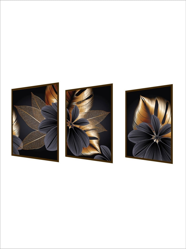 Lustrous Night Blossom - Black Gold Decor