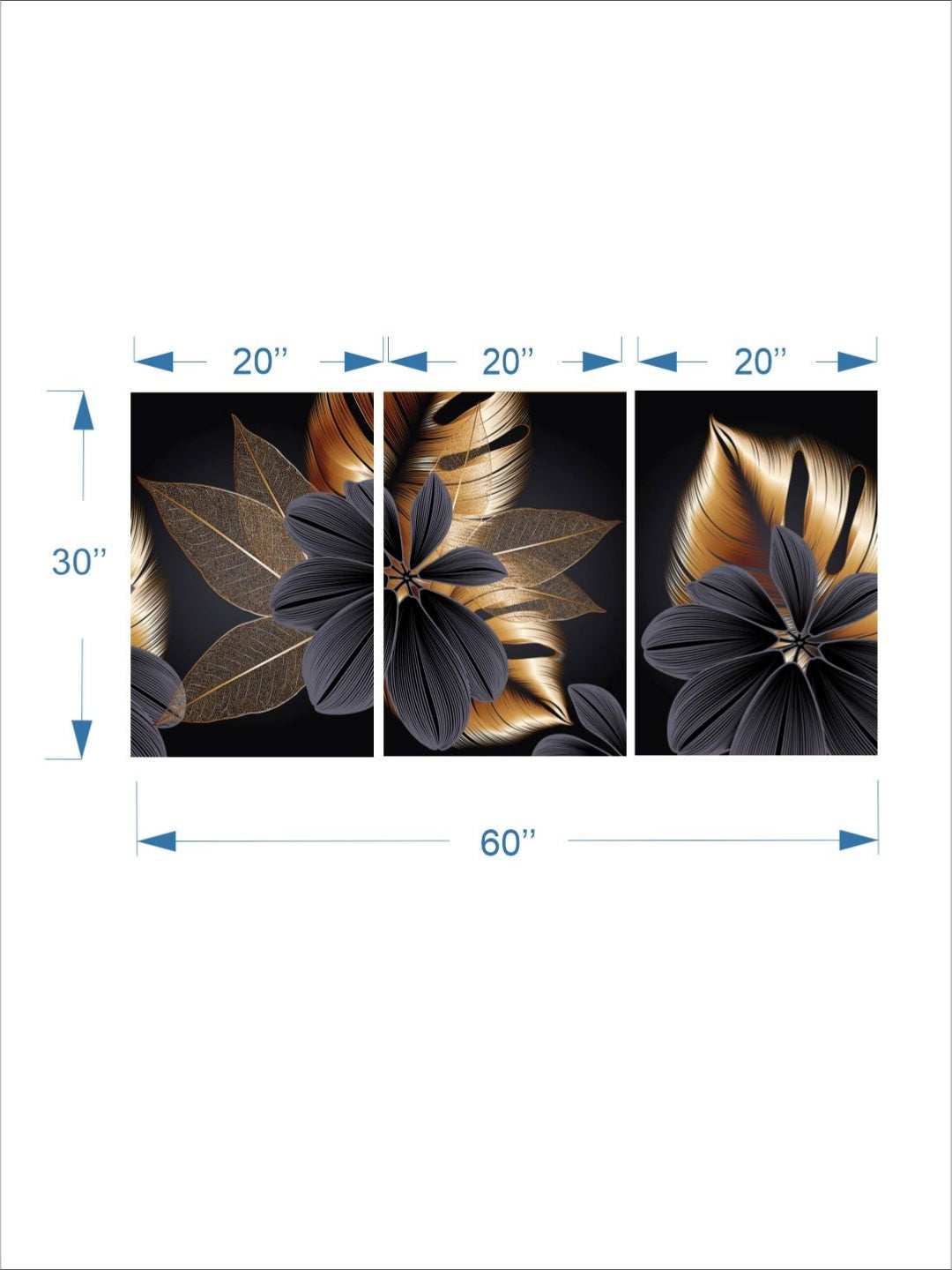 Lustrous Night Blossom - Black Gold Decor