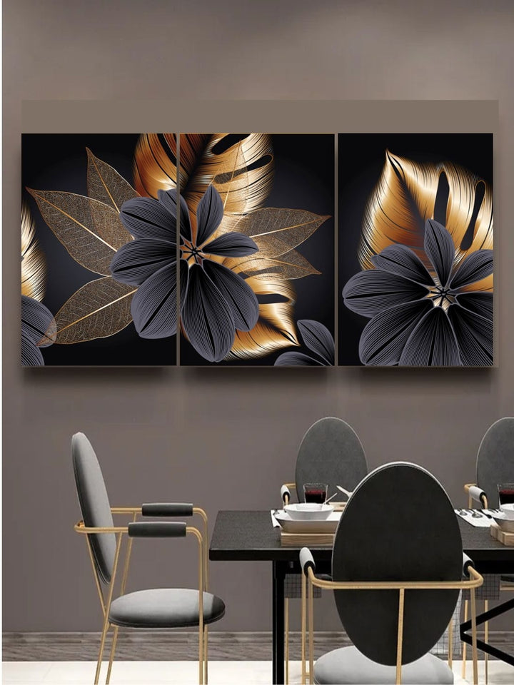 Lustrous Night Blossom - Black Gold Decor