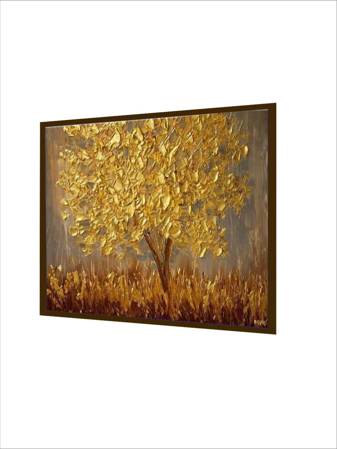 Amber Leaves Symphony - Gold Abstract Painting