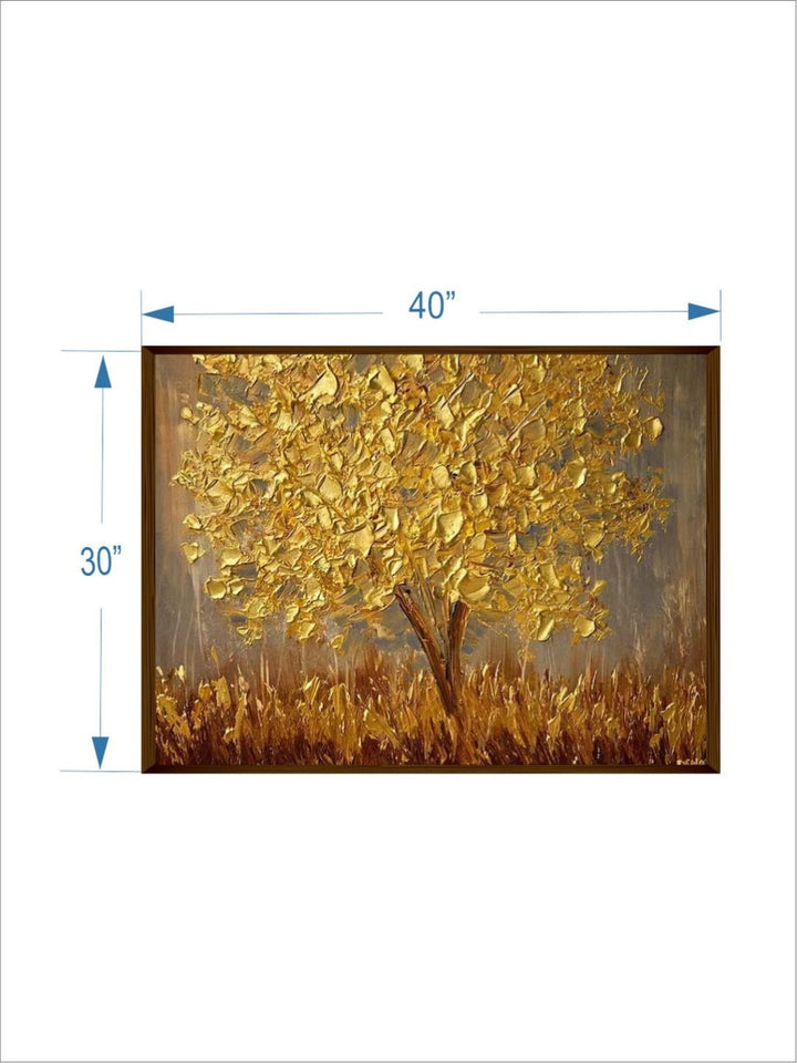 Amber Leaves Symphony - Gold Abstract Painting