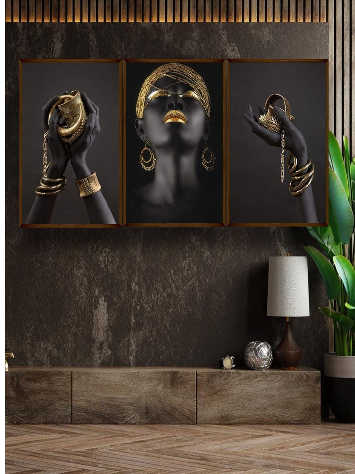 Mystique of the Golden Touch - Black Woman Canvas Art