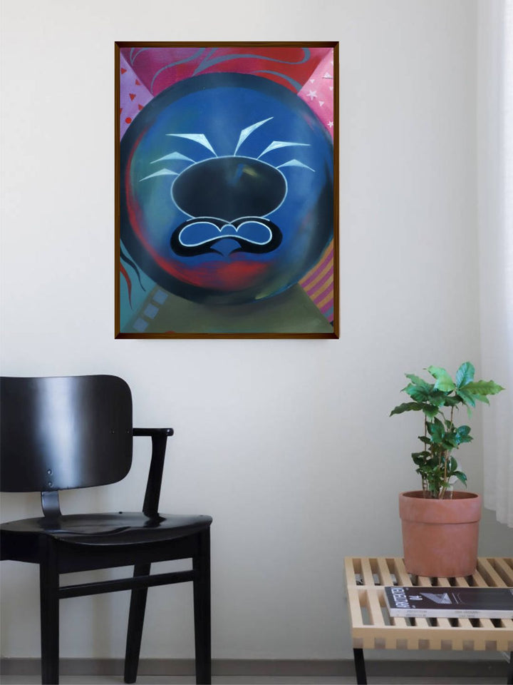 " Blue & Red Wood Abstract Wall Art''