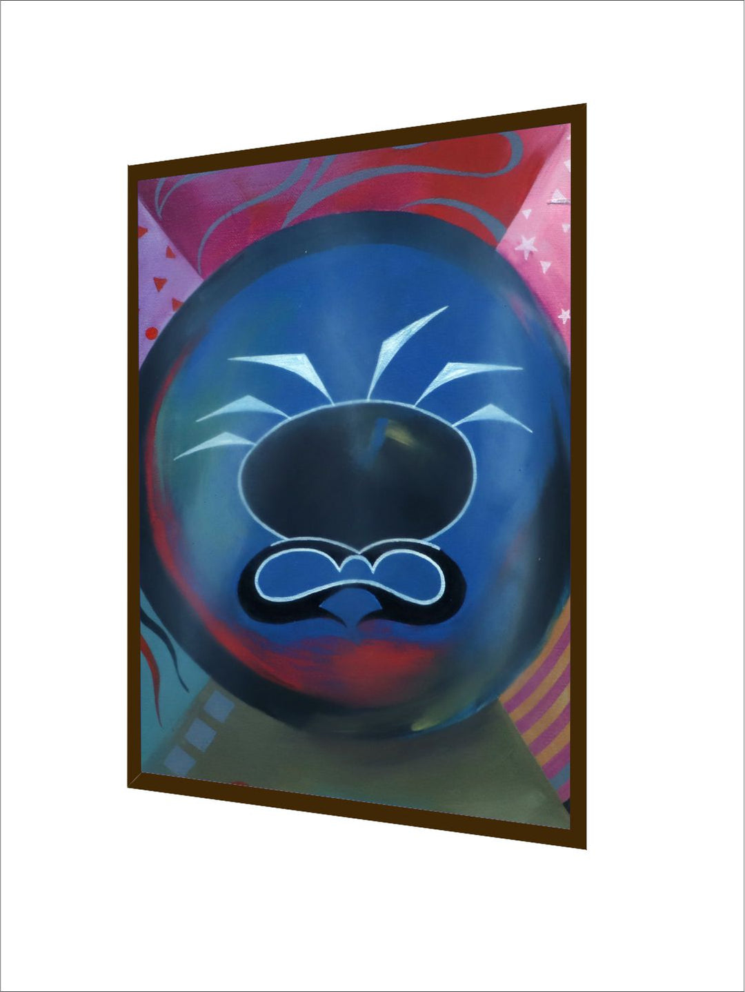 " Blue & Red Wood Abstract Wall Art''