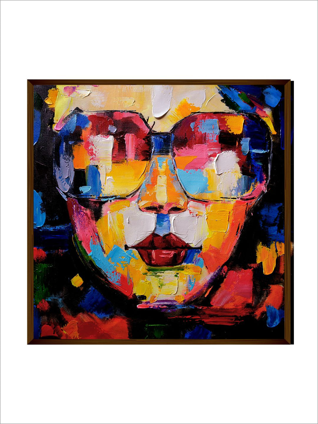 "Blue & Yellow Abstract Wall Painting''