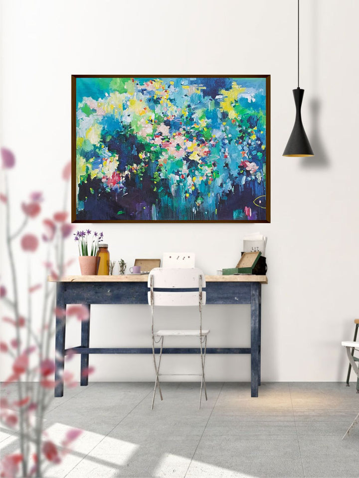 "Green And Blue Abstract Painting Wall Art''