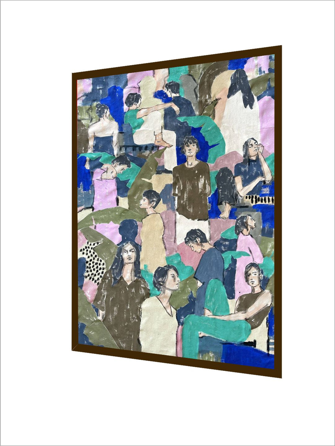 "Blue & Green Abstract Painting Framed Wall Art''
