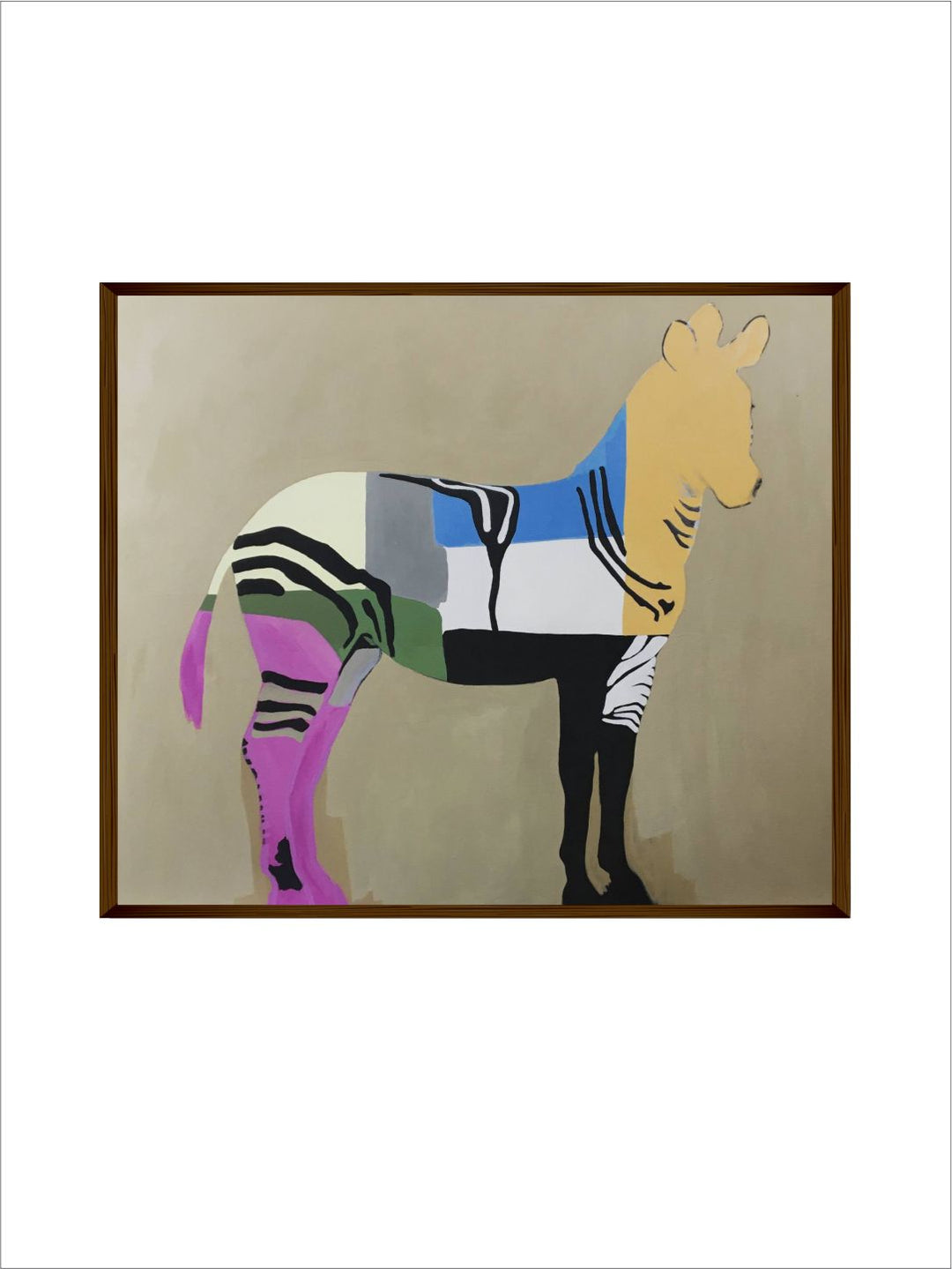 "Blue & Black Abstract Printed Painting Wall Art''