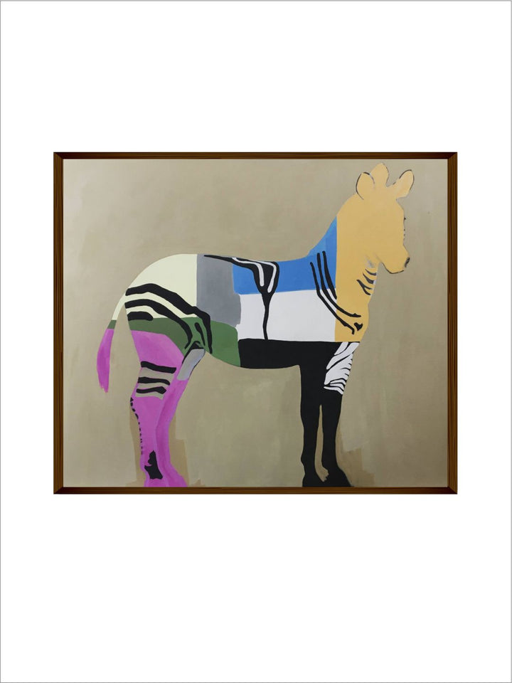 "Blue & Black Abstract Printed Painting Wall Art''