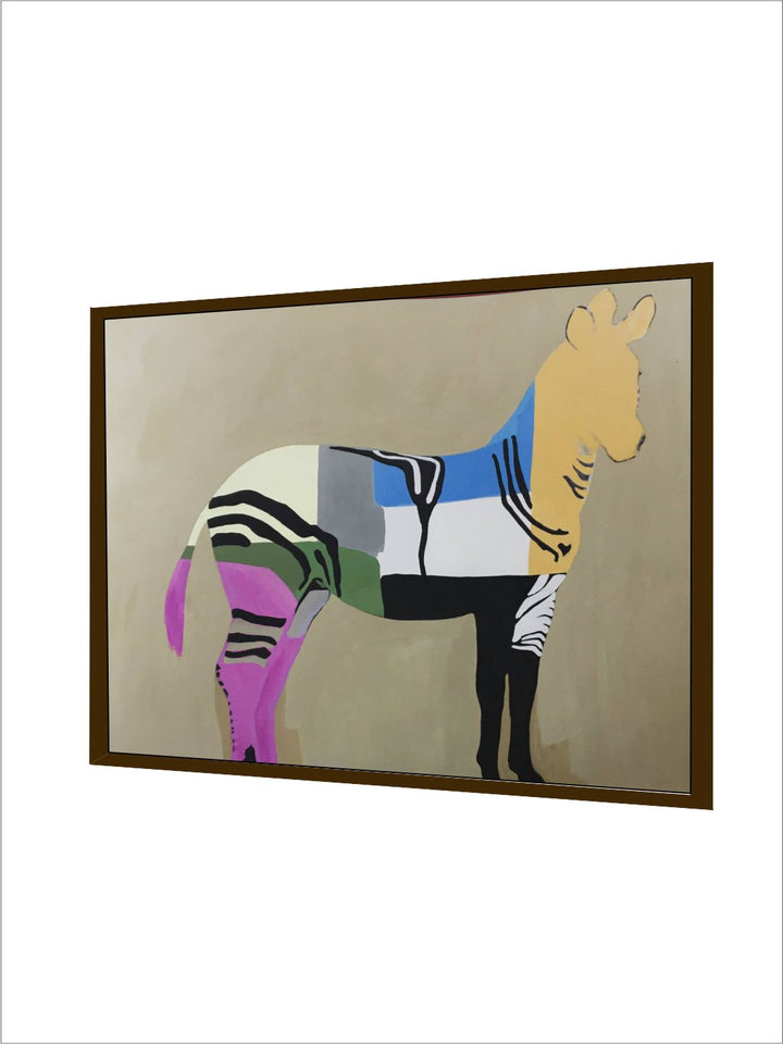 "Blue & Black Abstract Printed Painting Wall Art''